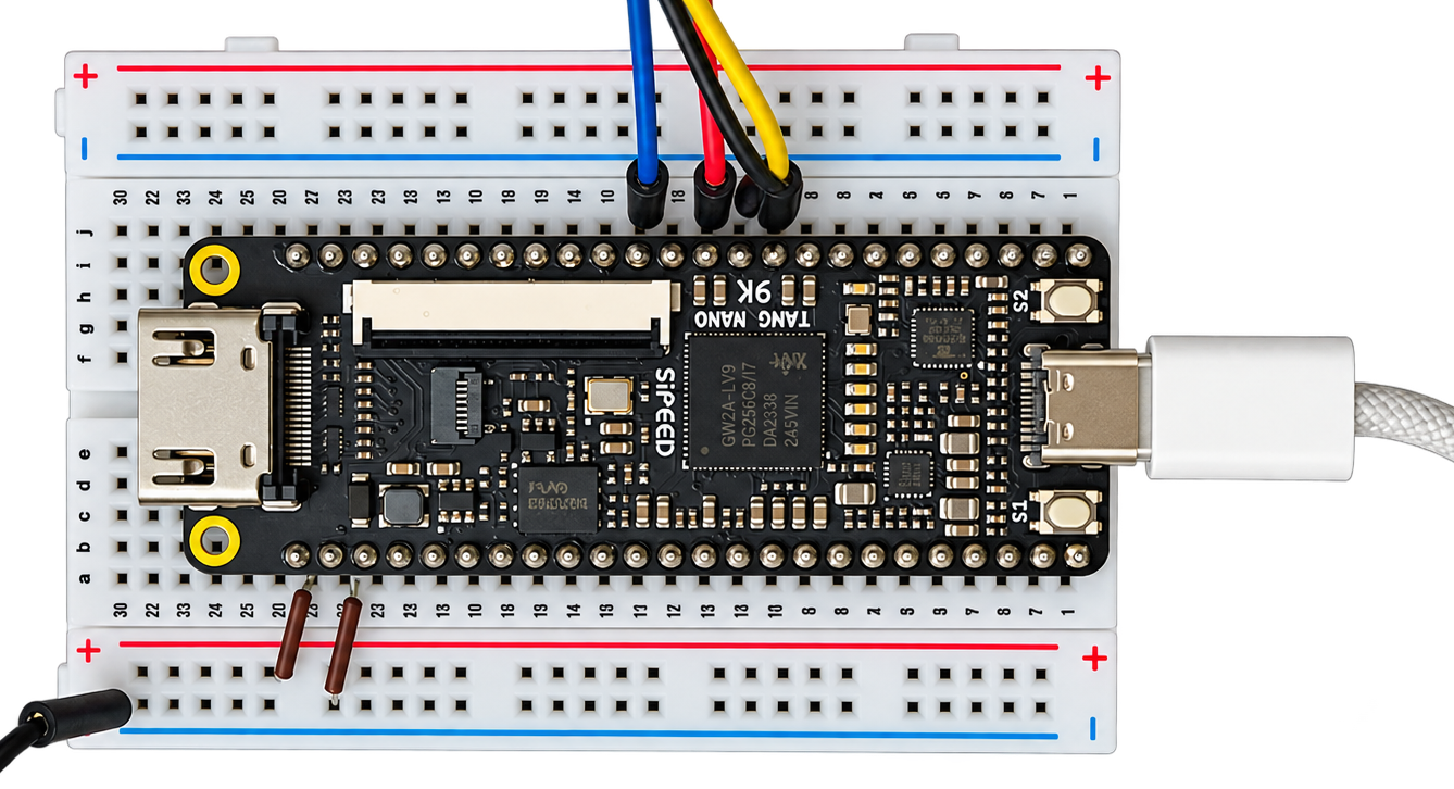 RH01T9k board connected on a breadboard